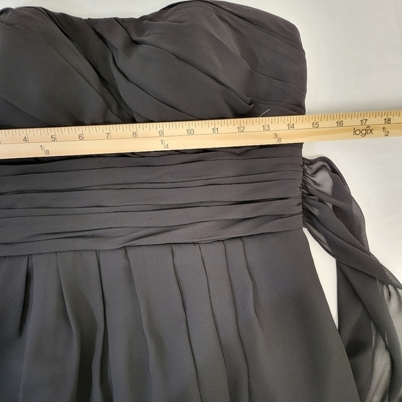 Bill Levkoff Dress Womens 8 Black Strapless Ruched Bodice Flowy Skirt - Picture 6 of 7